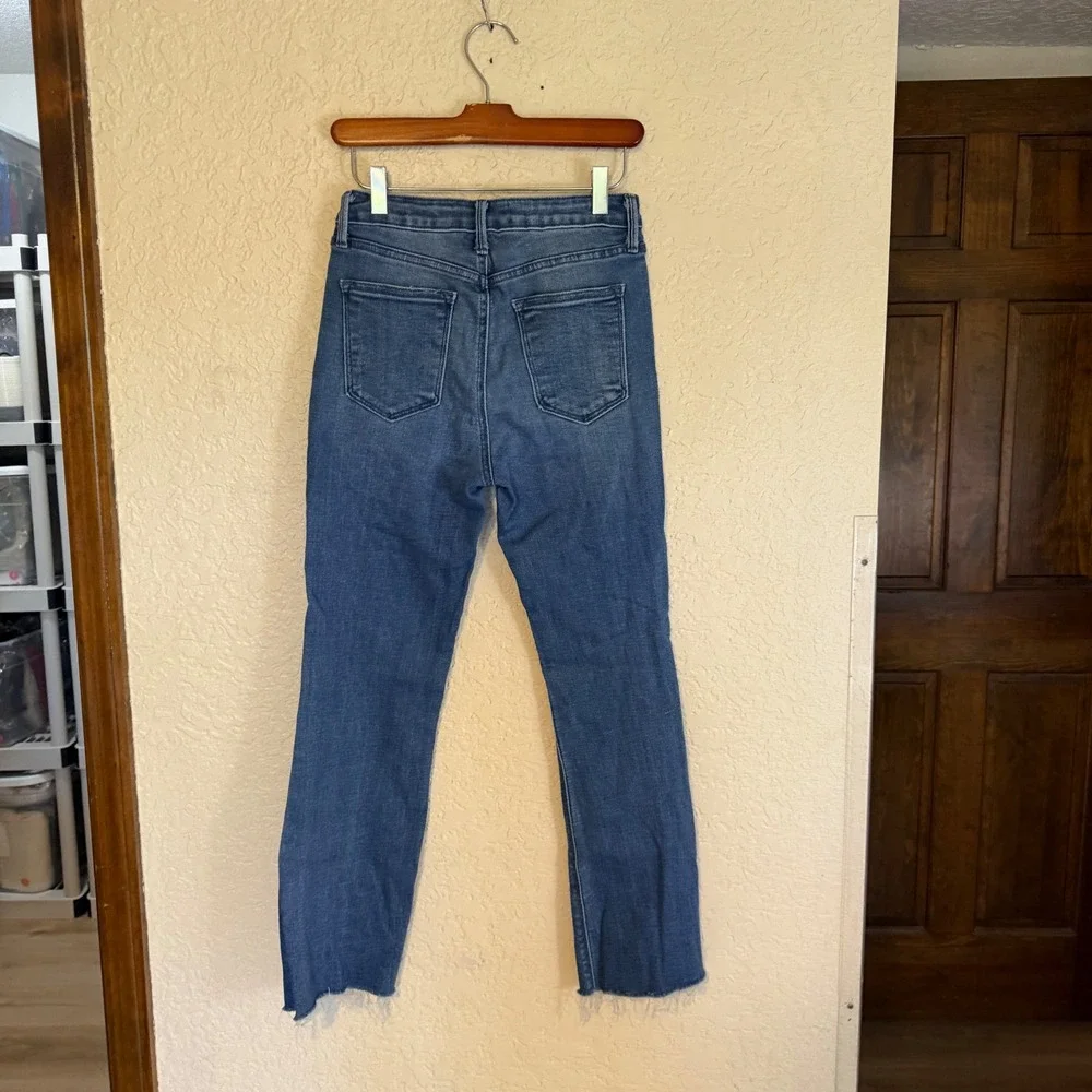 Just Black Denim Jeans Women 26 Blue‎ Raw Hem High Rise Straight Leg